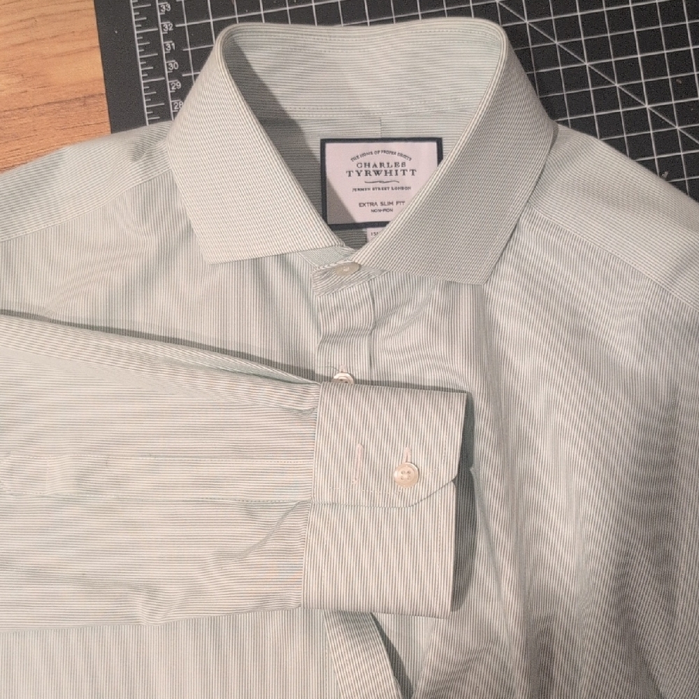 Charles Tyrwhitt Green Striped Men's Shirt